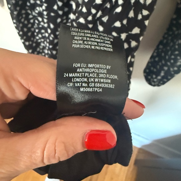 Anthropologie Meadow Rue Black White Boho  Mini Dress Long Sleeve Flowy Small - Picture 7 of 7